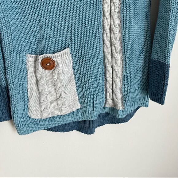 NWT Pure Knits by Neon Buddha Road Trip Pullover Sweater in Blue and Grey Small‎ - Picture 7 of 9